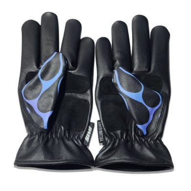 P16 Leather Flame Gloves Blue