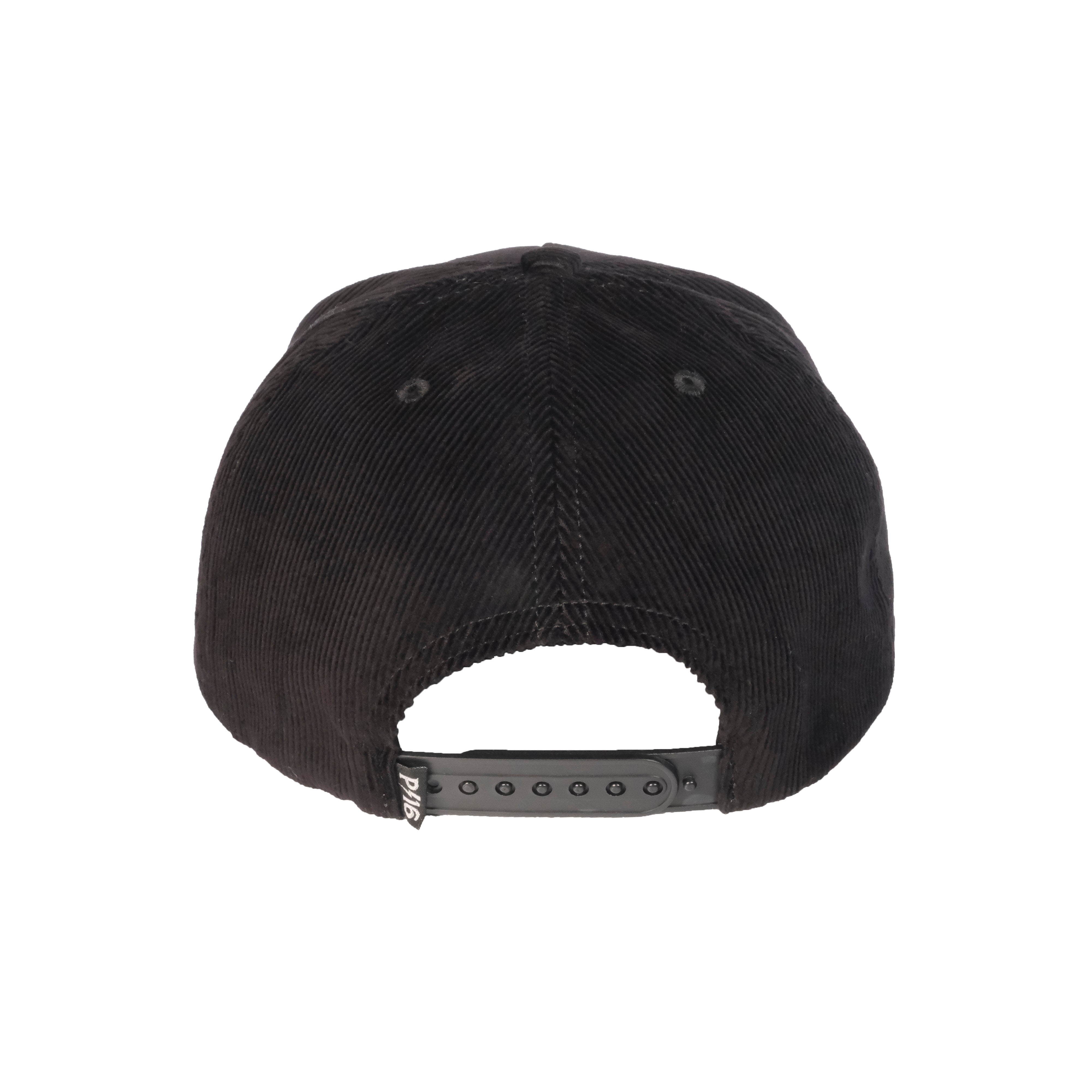 P16 CORDUROY CHAINSTITCH HAT - BLACK – P16 Garage