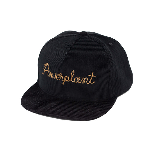 P16 CORDUROY CHAINSTITCH HAT - BLACK