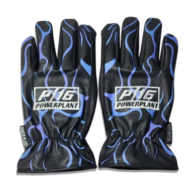 P16 Leather Flame Gloves Blue