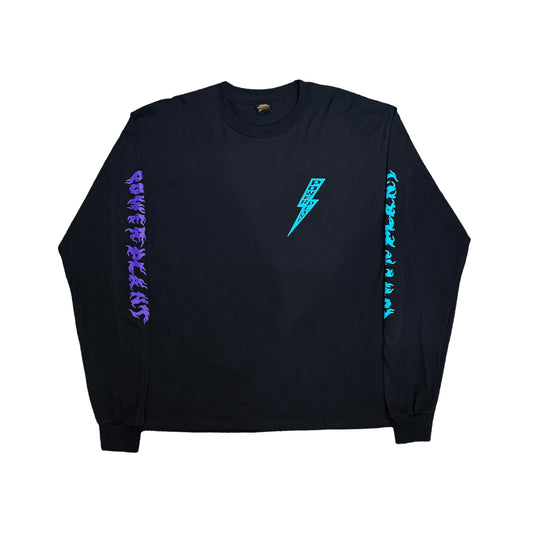 Powerplant Thunder Flame L/S Tee - Black w/ Teal and Purple Ink