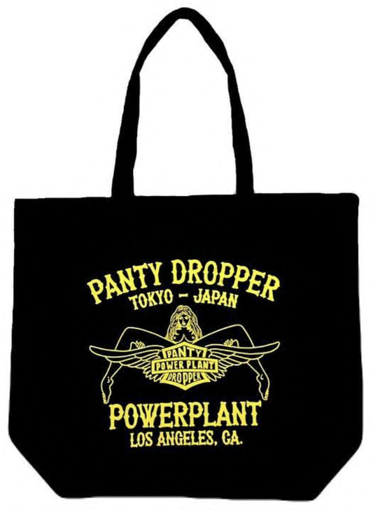 Powerplant X Panty Dropper Collab Tote Bag - BLACK W/YELLOW INK