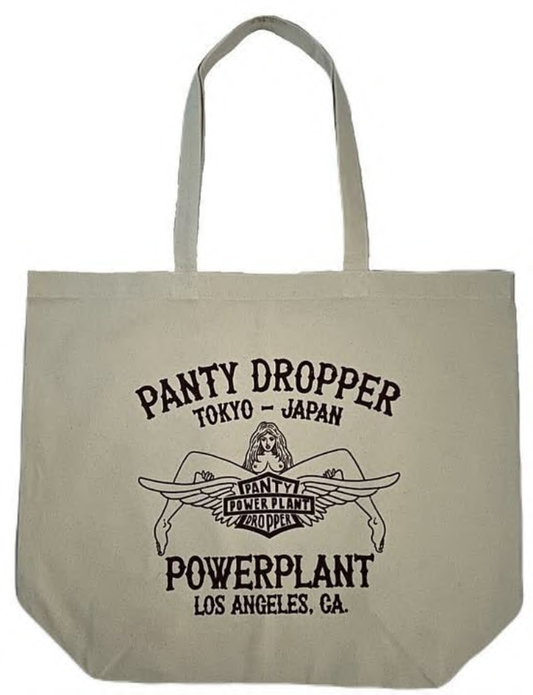 Powerplant X Panty Dropper Collab Tote Bag -CREAM W/BURGUNDY INK