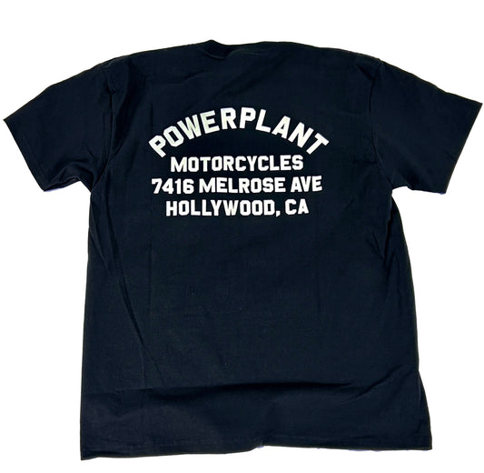 Powerplant Racing Flags Shop Classic S/S TEE - BLACK W/Offwhite Ink
